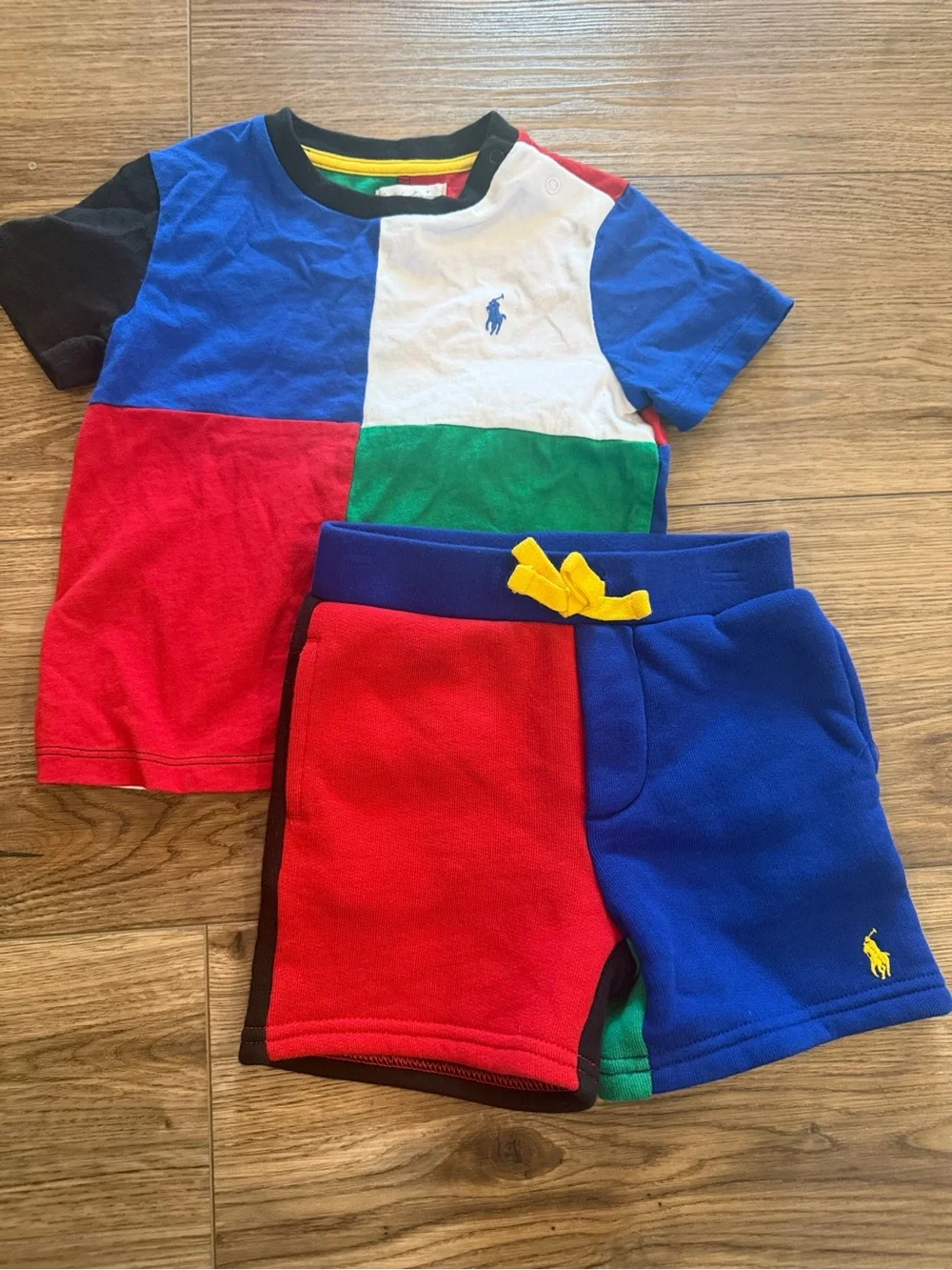 NWOT Polo Ralph Lauren 12M Colorblock 2-Piece Set | Tee & Shorts baby boy